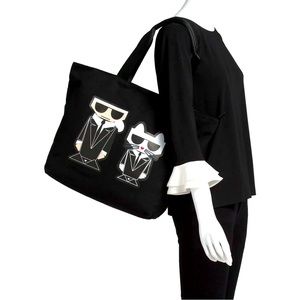 KARL LAGERFELD PARIS WOMEN KRISTEN CANVAS TOTE LARGE BAG